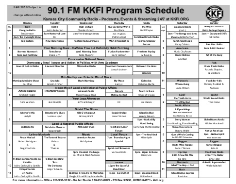 Fall 2018 Program Schedule thumbnail